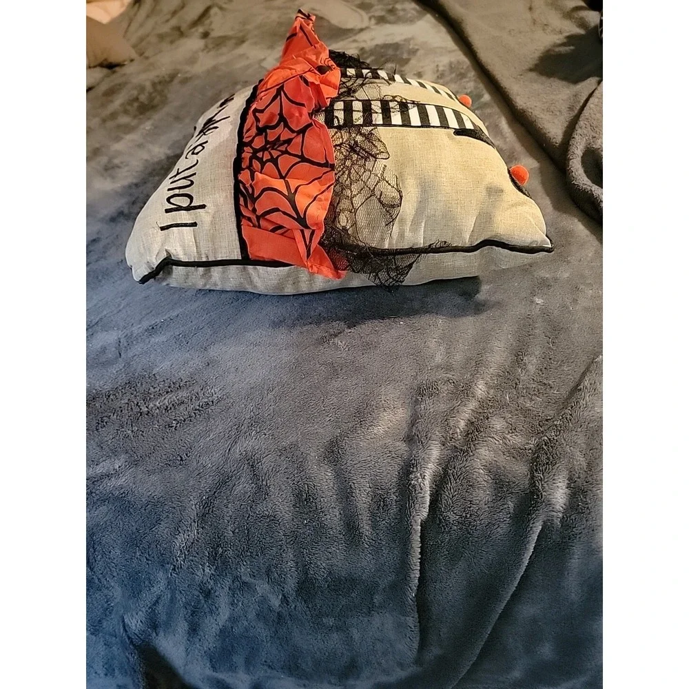 Decorative Halloween Pillow I Put A Spell On You‎ Witch Beige White Orange Black